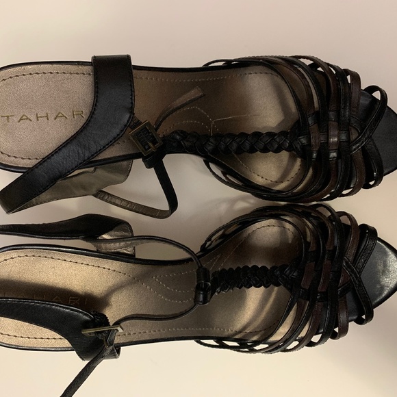 Tahari Black and Brown Heeled Sandals size 11 - Picture 3 of 5